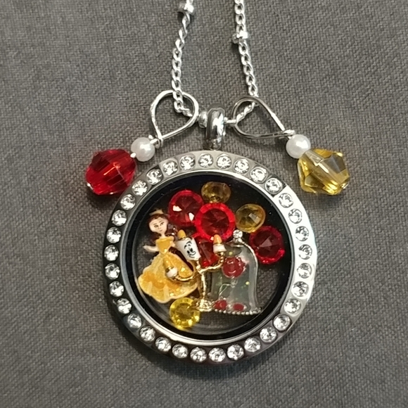 Origami Owl Jewelry - 14pc Origami Owl Beauty and the Beast Locket Necklace Belle Rose Lumiere Charms